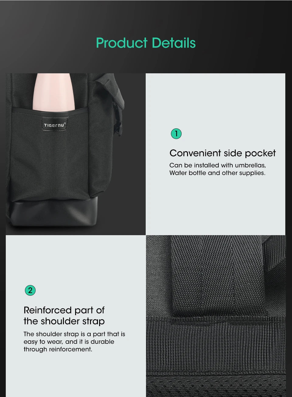 Tigernu Unique High Quality 15.6inch Laptop Backpack Men Casual Waterproof Travel Backpack Fashion School Backpack For Teenagers