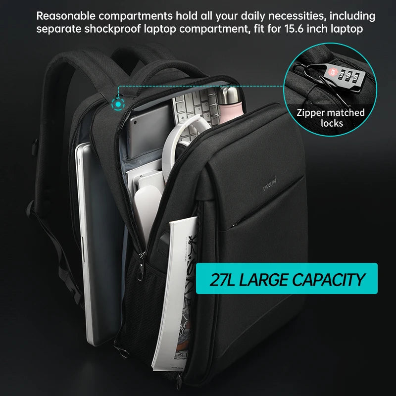 Tigernu Men's Backpack Fashion Travel Backpacks Male Anti Theft USB Charging 15.6 Laptop Backpack Waterproof School Bags For Men
