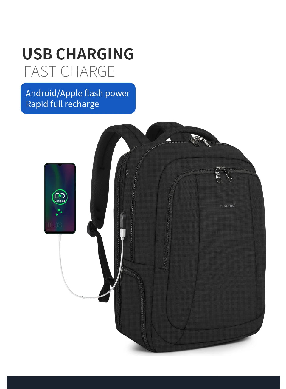Tigernu Men's Backpacks 17.3 inch Laptop Backpack Bags For Men 39L Large Capacity Travel Bag Anti Theft Bags For School Knapsack