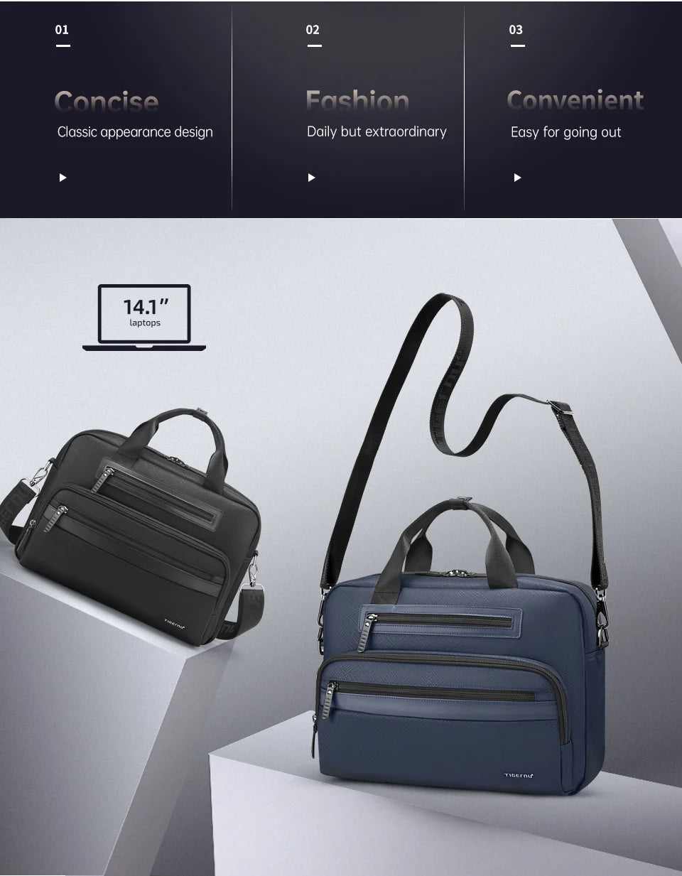Tigernu Briefcase Bags Men Laptop Bag Handbag 12-14inch Casual Vintage Briefcase Laptop Handbag Bags For Business Connect Series