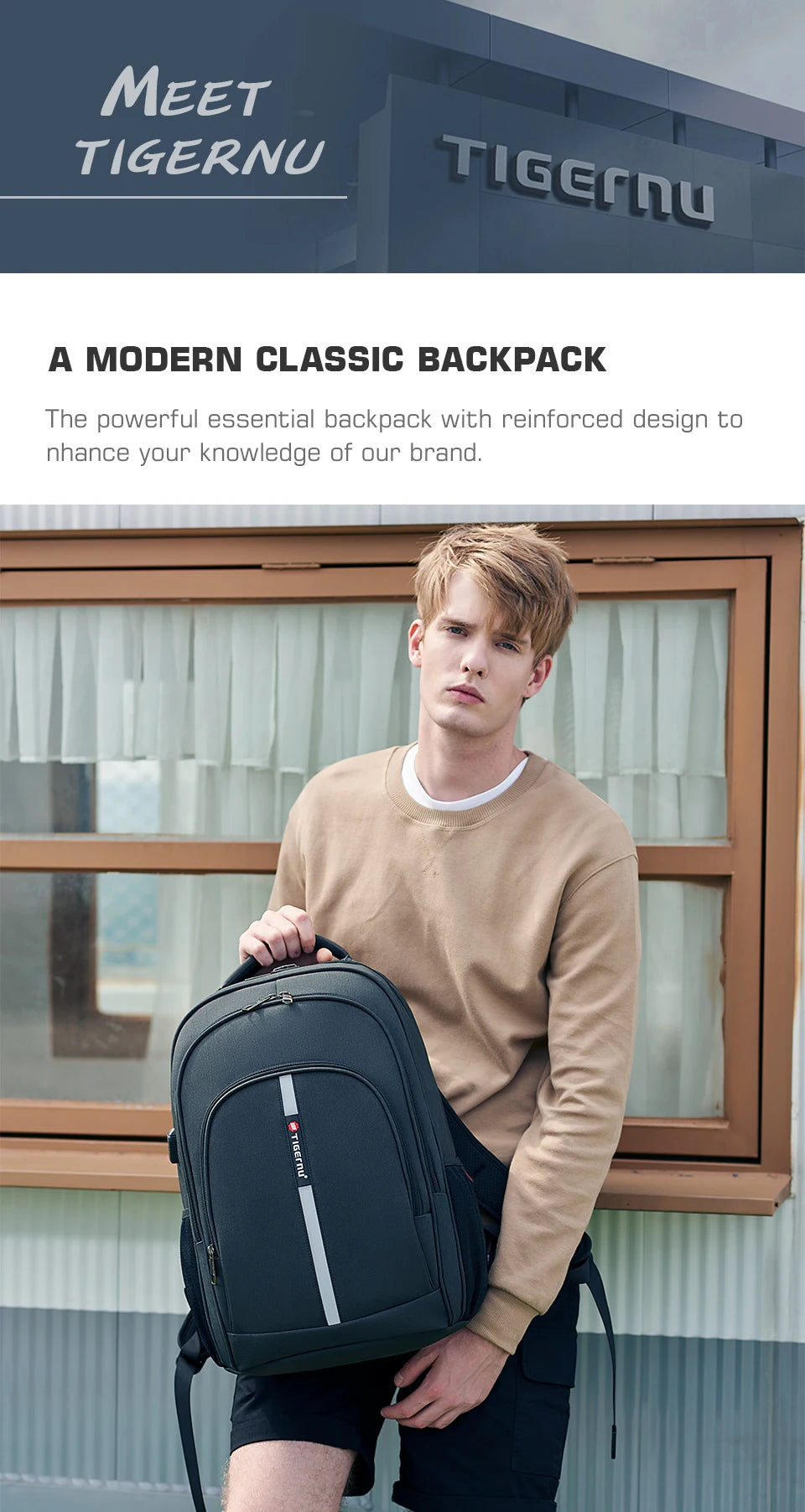 Tigernu Men Backpack 14-15.6inch Laptop Backpack Anti Theft Backpacks Bags For Men College Schoolbag Male Travel Bags Knapsack