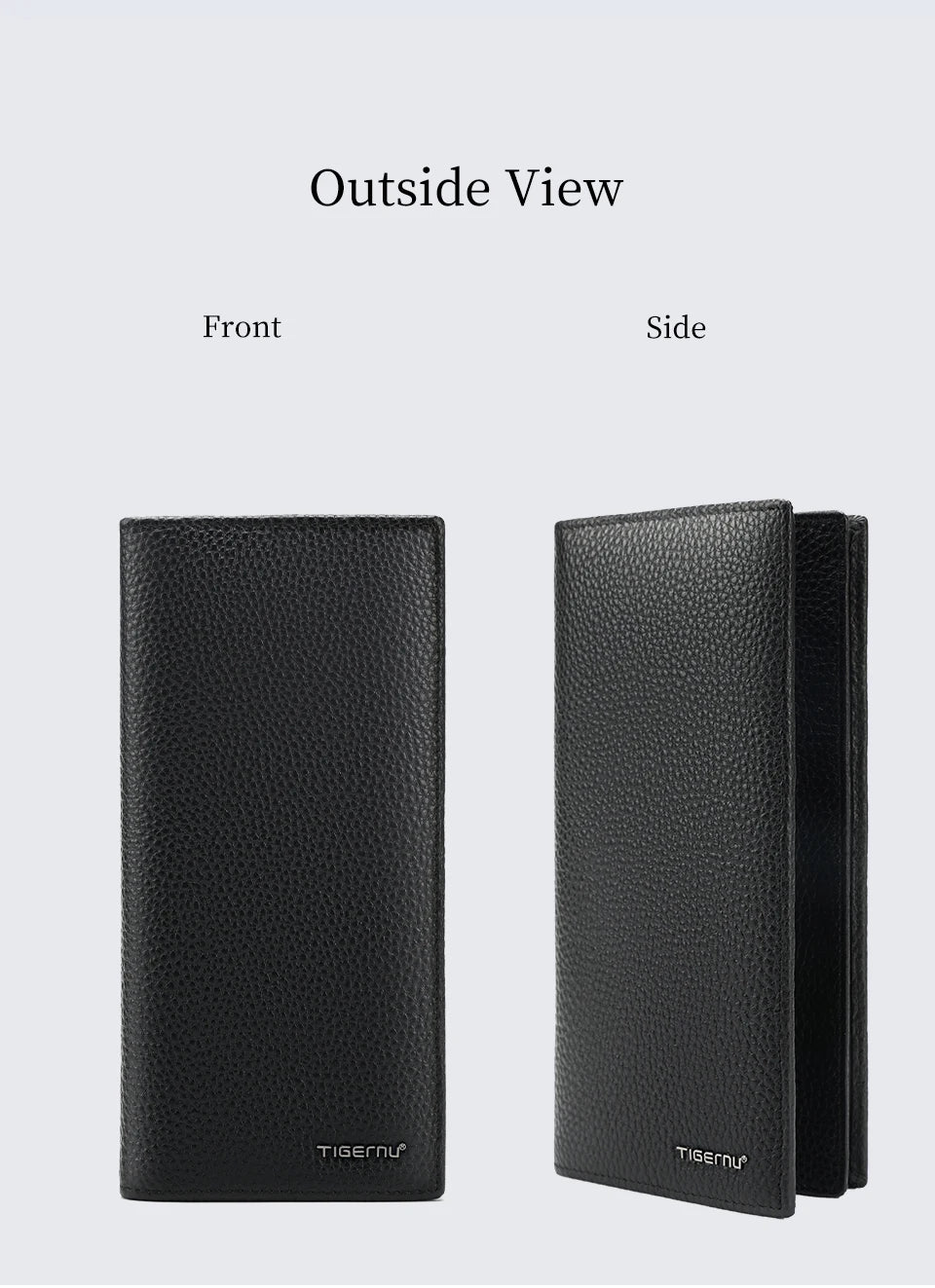 Tigernu Genuine Leather Wallet for Men Long Wallet Men's Wallet Male Slim Leather Purse Card Holder Zipper Pocket gift box