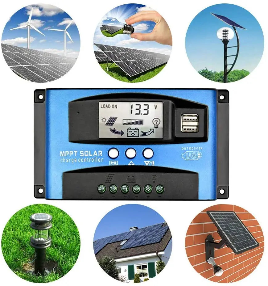 Y&H MPPT Solar Charge Controller 40A 60A 100A with Load/Dual USB /LCD 12V 24V Auto Solar Panel Charger Regulator