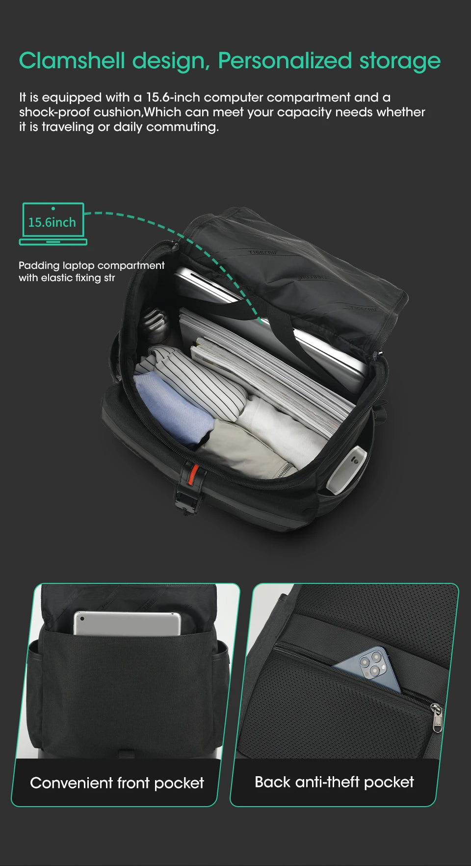 Tigernu Unique High Quality 15.6inch Laptop Backpack Men Casual Waterproof Travel Backpack Fashion School Backpack For Teenagers