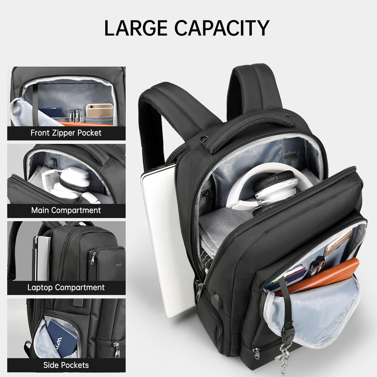 Tigernu Nylon Backpack Anti Theft 22L Men 15.6 inch Laptop Backpack Bag USB Charging Travel Bag Male Mochila Schoolbags Knapsack