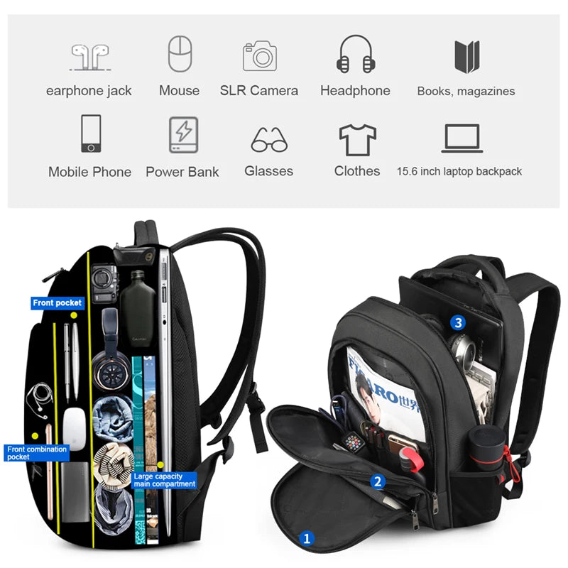 Tigernu Men Backpack 14-15.6inch Laptop Backpack Anti Theft Backpacks Bags For Men College Schoolbag Male Travel Bags Knapsack