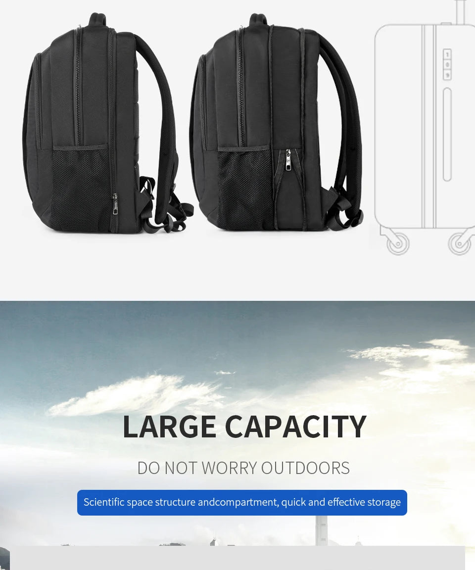 Tigernu Men's Backpacks 17.3 inch Laptop Backpack Bags For Men 39L Large Capacity Travel Bag Anti Theft Bags For School Knapsack