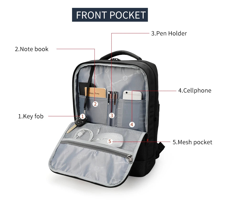 Tigernu Backpacks Men Waterproof 15.6 Laptop Backpack Male Mochila USB Charging Anti Theft Travel Backpack School Men Backpacks