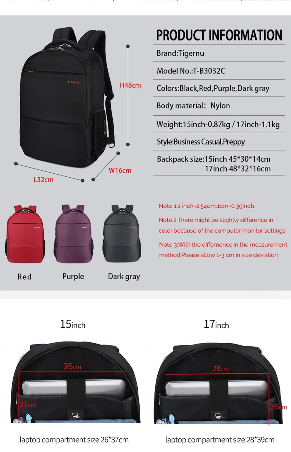 Tigernu Men Backpack Women 15-17inch Backpack Waterproof Laptop Backpack Bag Casual Male Mochila Travel School Backpacks For Men