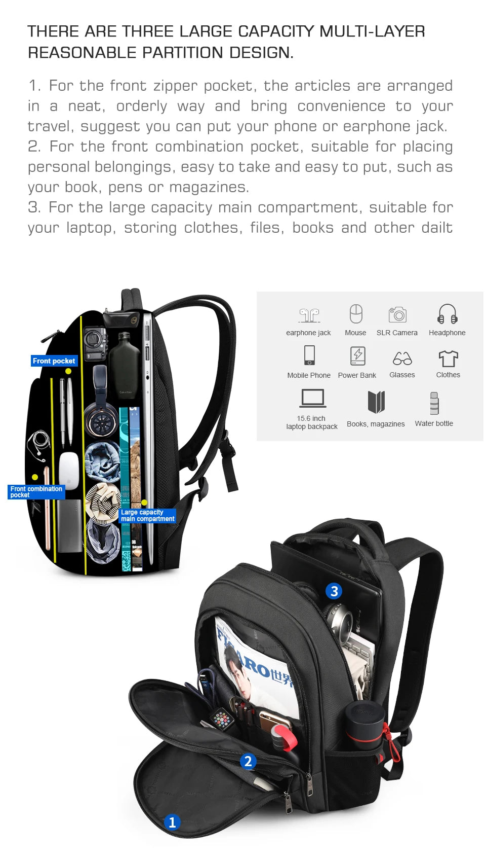 Tigernu Men Backpack 14-15.6inch Laptop Backpack Anti Theft Backpacks Bags For Men College Schoolbag Male Travel Bags Knapsack