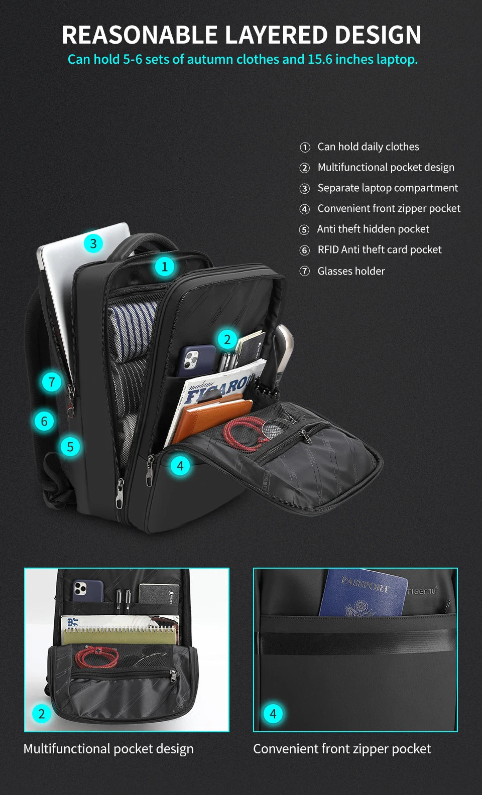 Tigernu Anti Theft Backpack 15.6inch Laptop Backpack Men TPU Waterproof Travel Backpacks Male School Bags For Men Luggage Bags