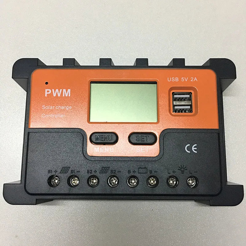 Photovoltaic Solar Charger Controller 12V 24V 48V 10A 20A 30A 40A 50A 60A Automatic Light Control Dual USB Output Controller