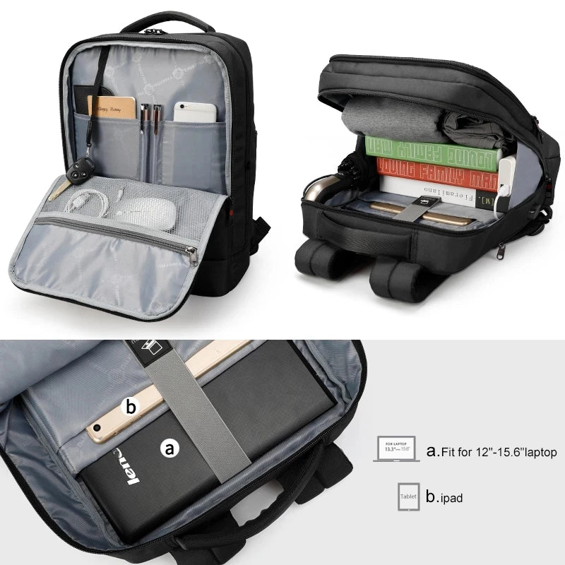 Tigernu Backpacks Men Waterproof 15.6 Laptop Backpack Male Mochila USB Charging Anti Theft Travel Backpack School Men Backpacks