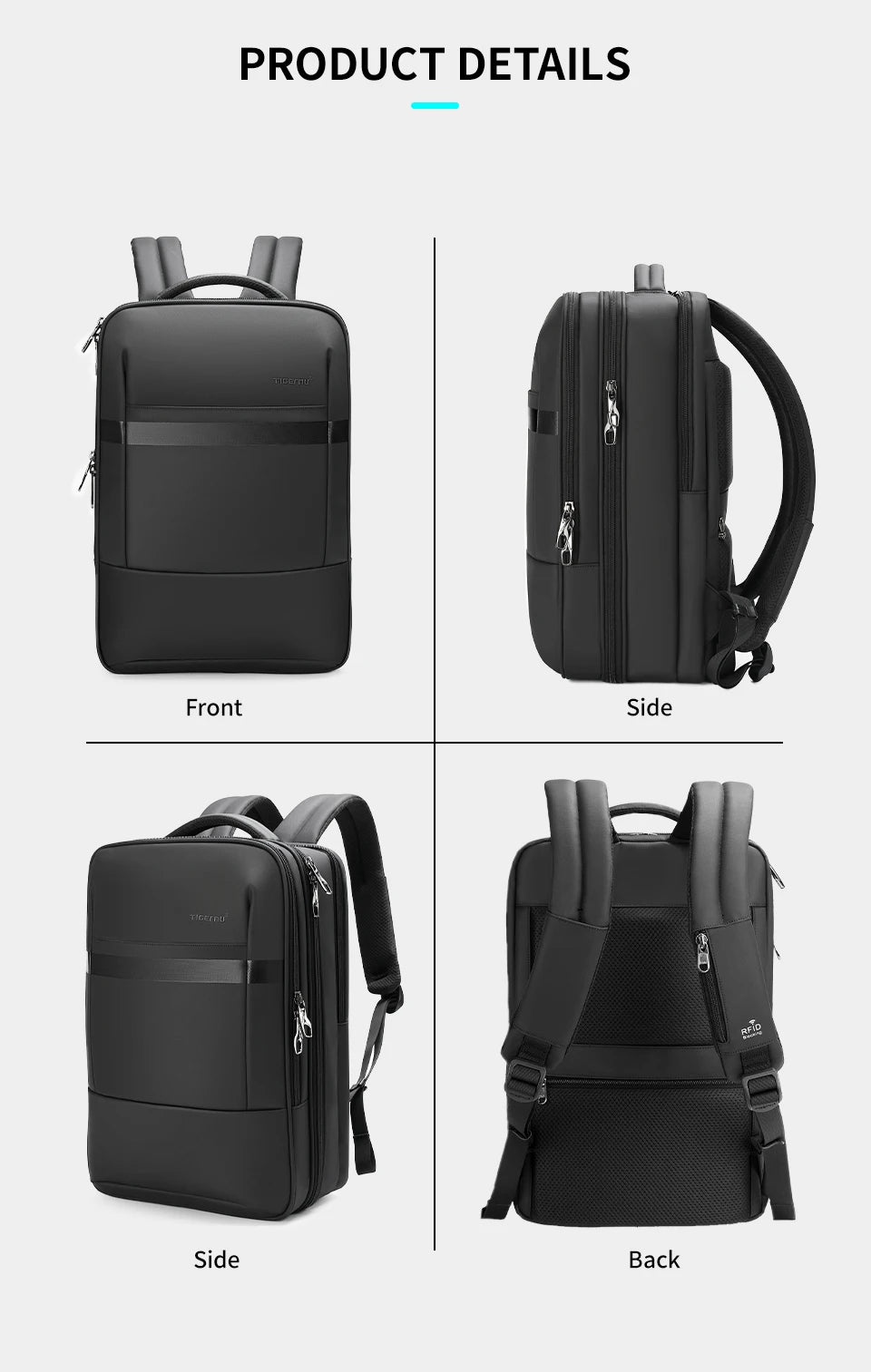 Tigernu Anti Theft Backpack 15.6inch Laptop Backpack Men TPU Waterproof Travel Backpacks Male School Bags For Men Luggage Bags