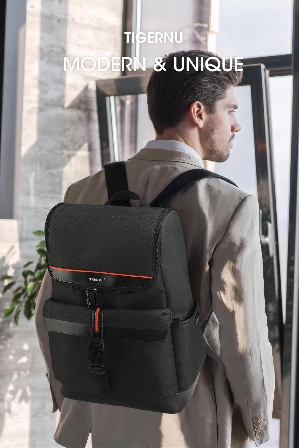 Tigernu Unique High Quality 15.6inch Laptop Backpack Men Casual Waterproof Travel Backpack Fashion School Backpack For Teenagers