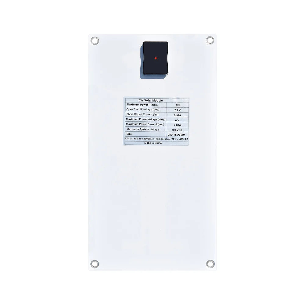 5W Solar Charger Flexible Solar Panel 5V 1A USB Output Solar Power Charging For Outdoor Camping Mobile Phone USB-charged Device