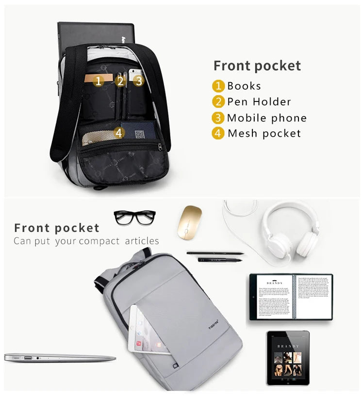 Tigernu 17inch Backpack Male Anti-theft Men Backpack Travel Bags Waterproof Nylon Backpack Bags Men Student Schoolbags Knapsack