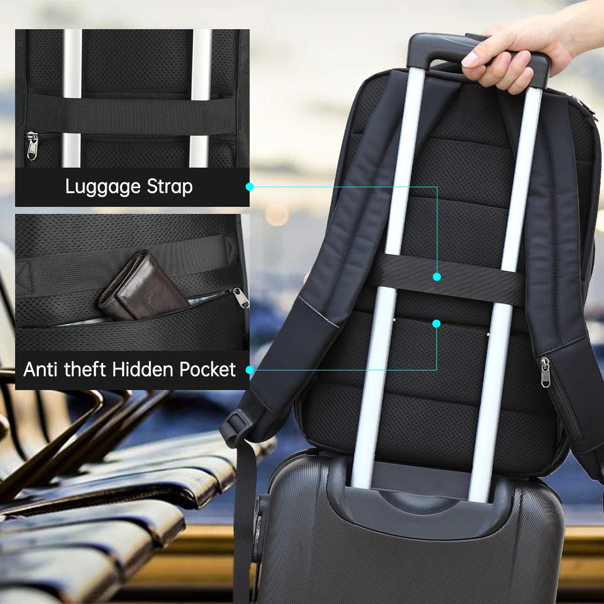 Tigernu Nylon Backpack Anti Theft 22L Men 15.6 inch Laptop Backpack Bag USB Charging Travel Bag Male Mochila Schoolbags Knapsack