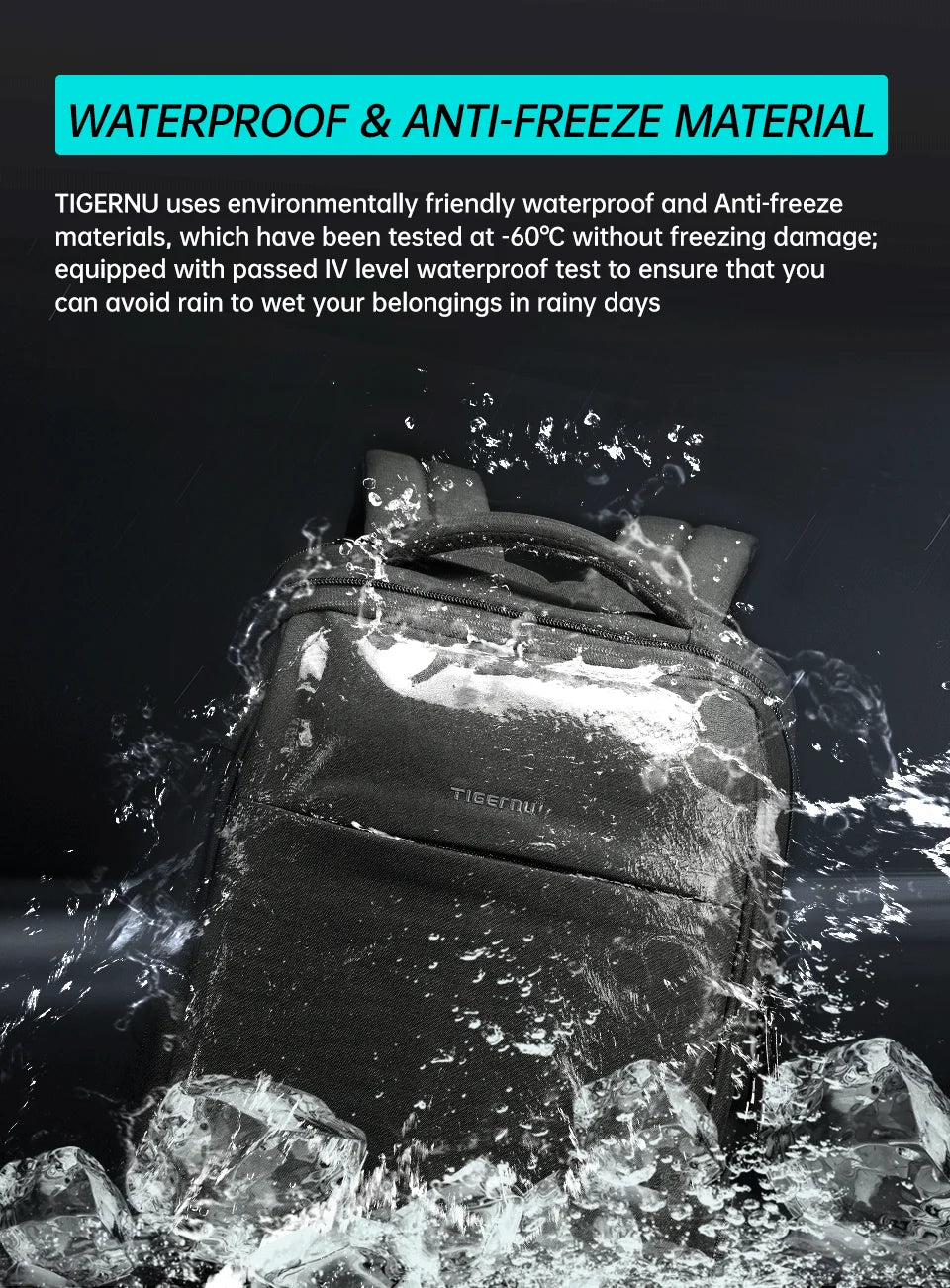 Tigernu Men's Backpack Fashion Travel Backpacks Male Anti Theft USB Charging 15.6 Laptop Backpack Waterproof School Bags For Men