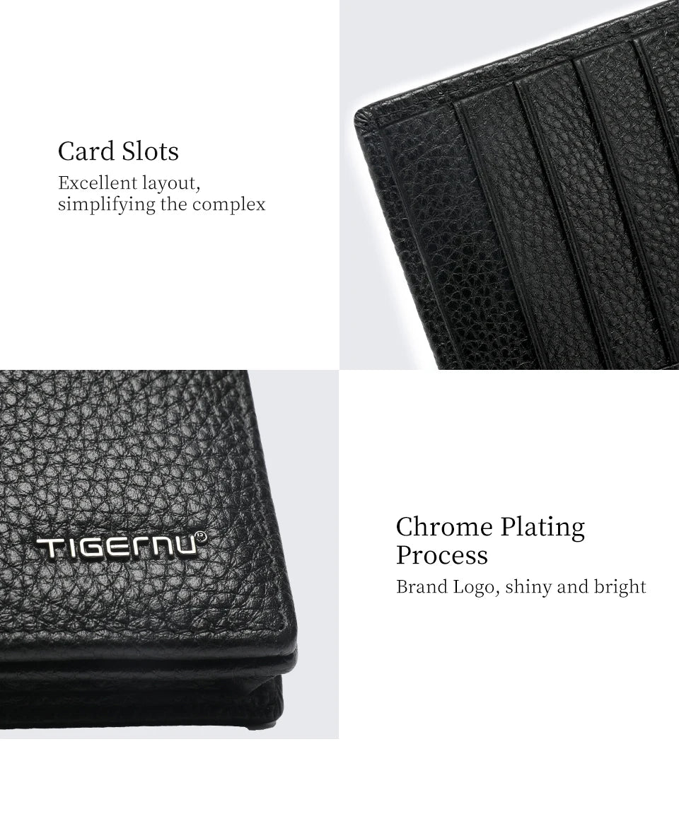 Tigernu Genuine Leather Wallet for Men Long Wallet Men's Wallet Male Slim Leather Purse Card Holder Zipper Pocket gift box