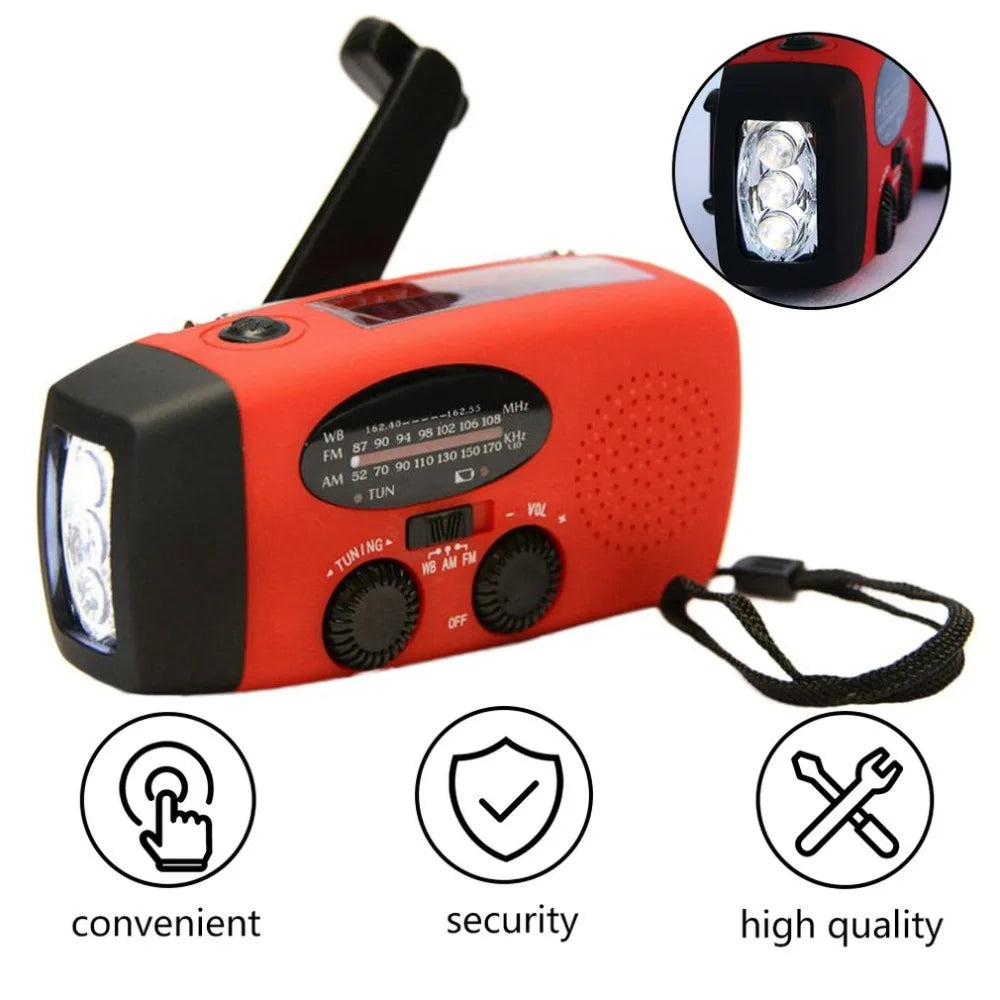 Outdoor Camping Emergency Radio Solar Hand Crank Dynamo Radio FM/AM/NOAA 2000Mah Phone Charger Power Bank Flashlight SOS