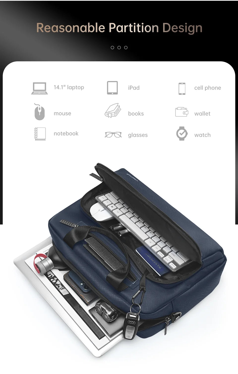 Tigernu Briefcase Bags Men Laptop Bag Handbag 12-14inch Casual Vintage Briefcase Laptop Handbag Bags For Business Connect Series
