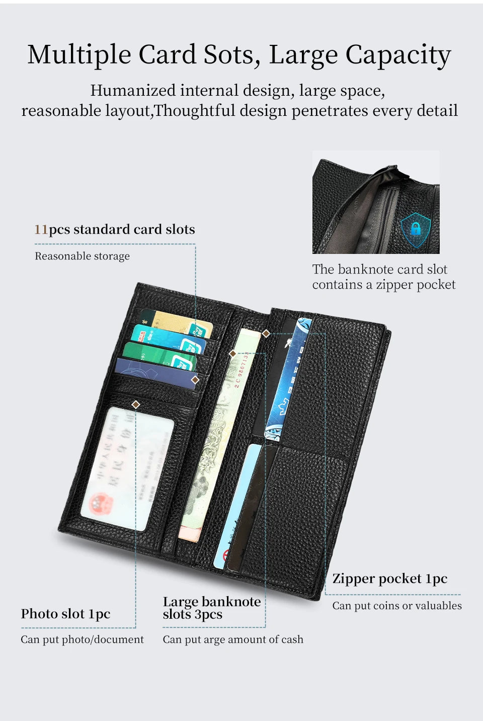 Tigernu Genuine Leather Wallet for Men Long Wallet Men's Wallet Male Slim Leather Purse Card Holder Zipper Pocket gift box