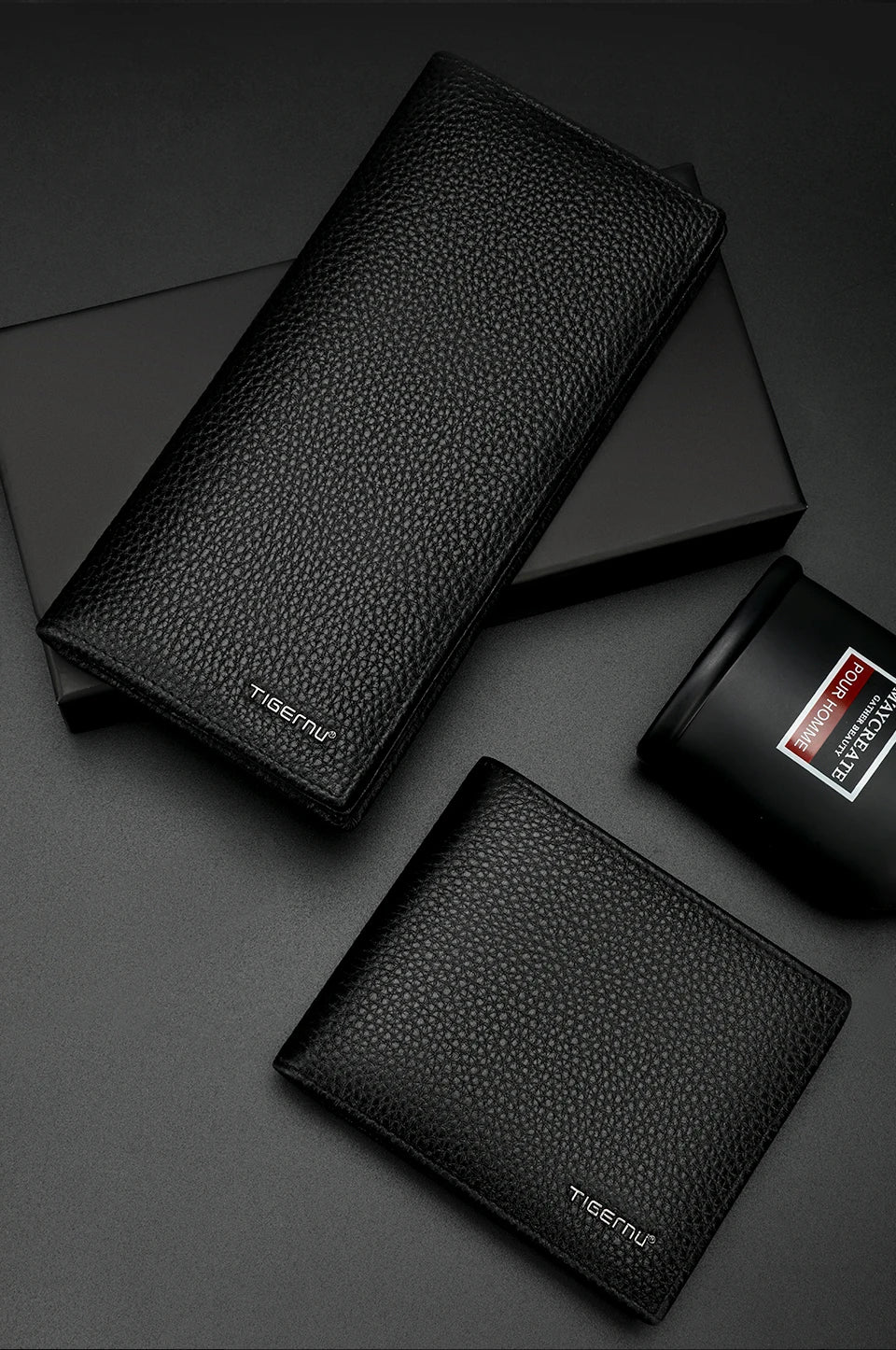 Tigernu Genuine Leather Wallet for Men Long Wallet Men's Wallet Male Slim Leather Purse Card Holder Zipper Pocket gift box