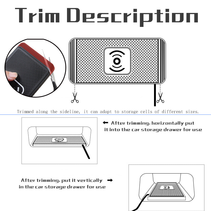 15W Wireless Car Charger Pad Non-Slip Qi Fast Charging for Android & iPhone 11/12/13/14 - Vehicle Phone Charger