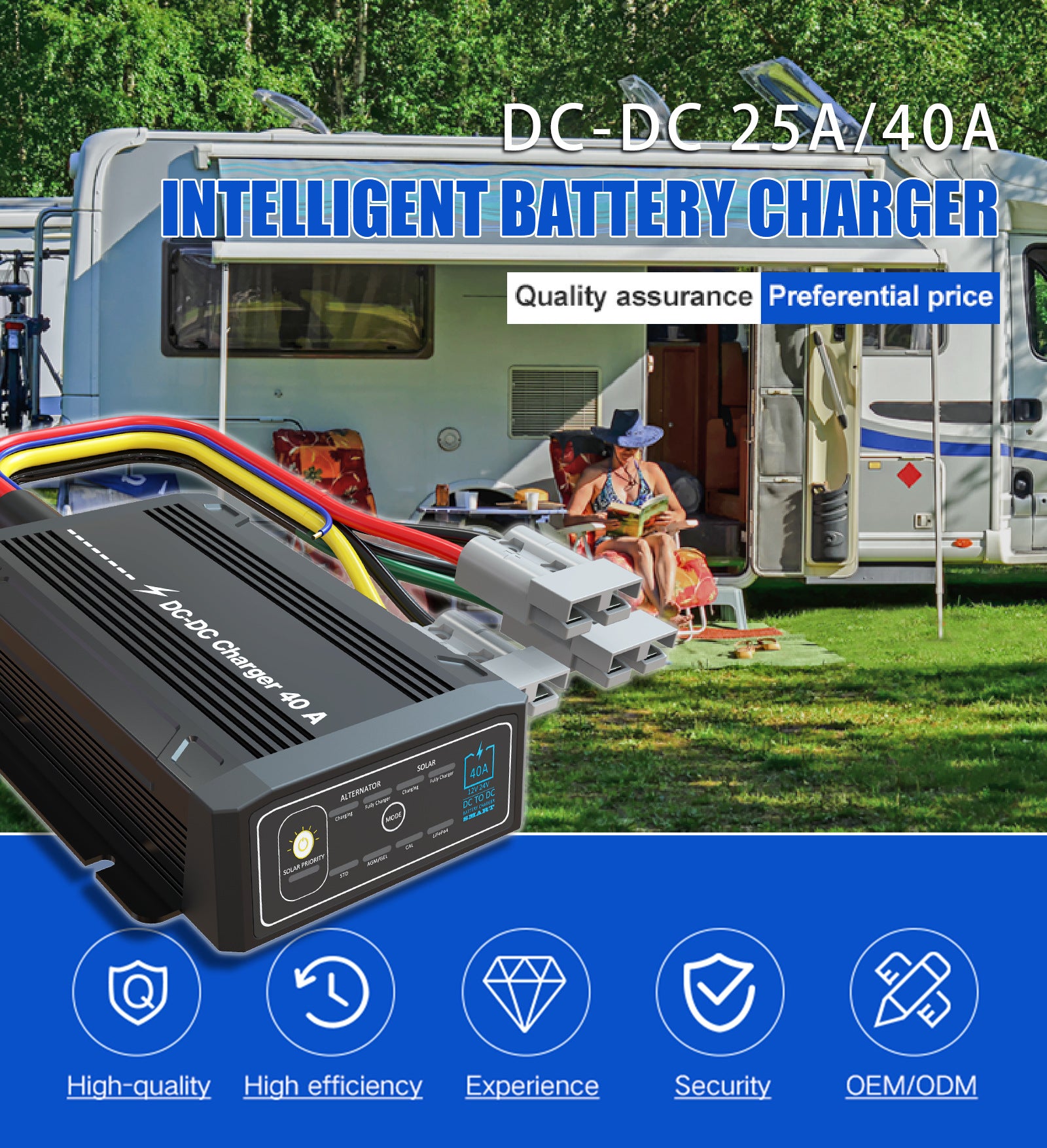DC to DC Charger 12V 24V Vehicle 25A 40A Caravan Campervan Trailer Camper Van RV Battery Solar Charger