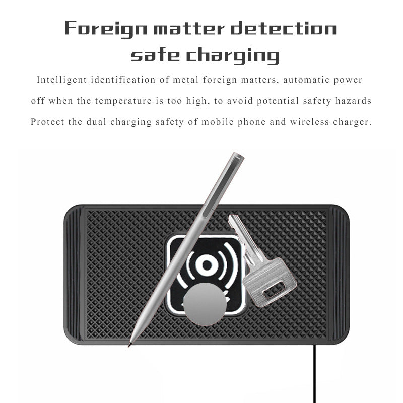 15W Wireless Car Charger Pad Non-Slip Qi Fast Charging for Android & iPhone 11/12/13/14 - Vehicle Phone Charger
