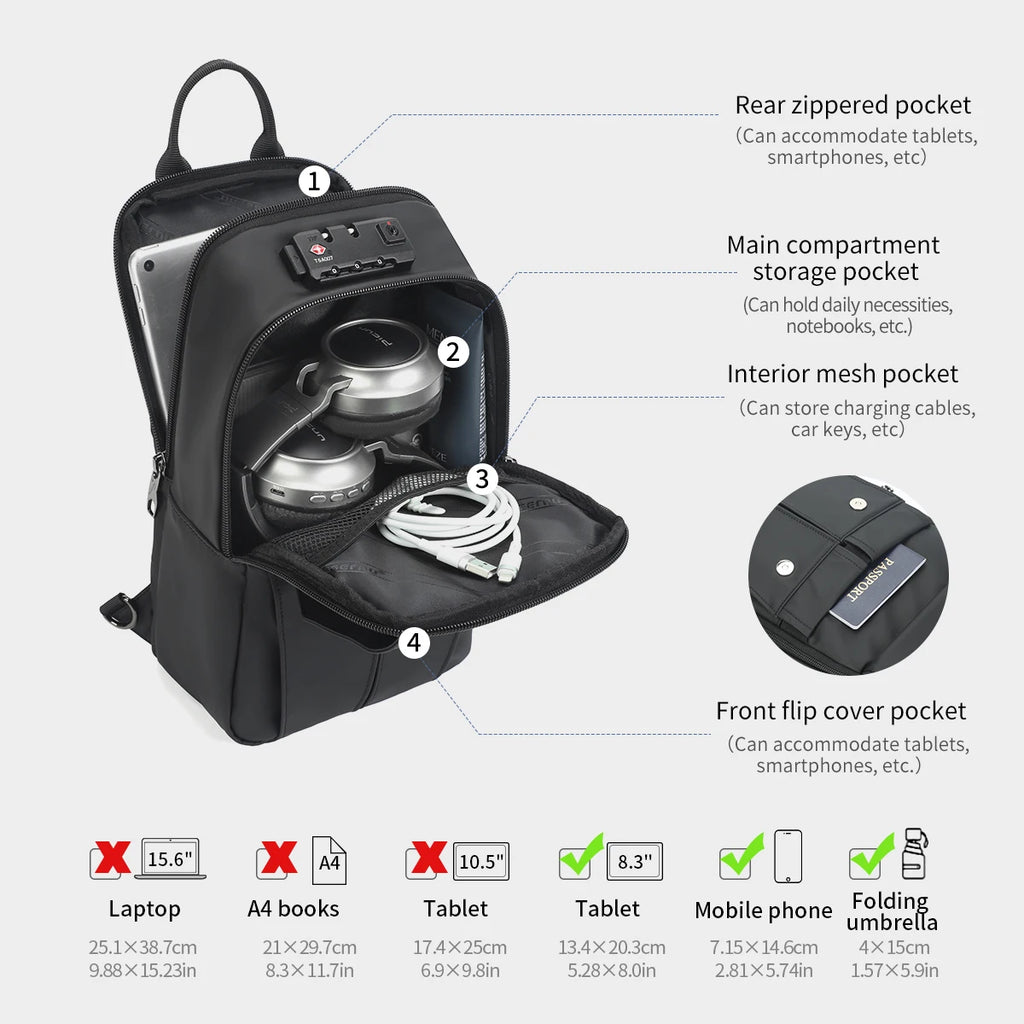 Tigernu Chest Bag Men 9.7inch IPad Pack Korean Style Shoulder Bag Waterproof Crossbody Bag Men's Anti-Theft Pack TSA
