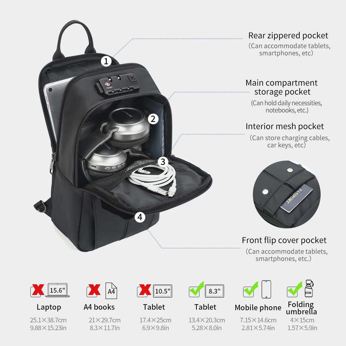 Tigernu Chest Bag Men 9.7inch IPad Pack Korean Style Shoulder Bag Waterproof Crossbody Bag Men's Anti-Theft Pack TSA
