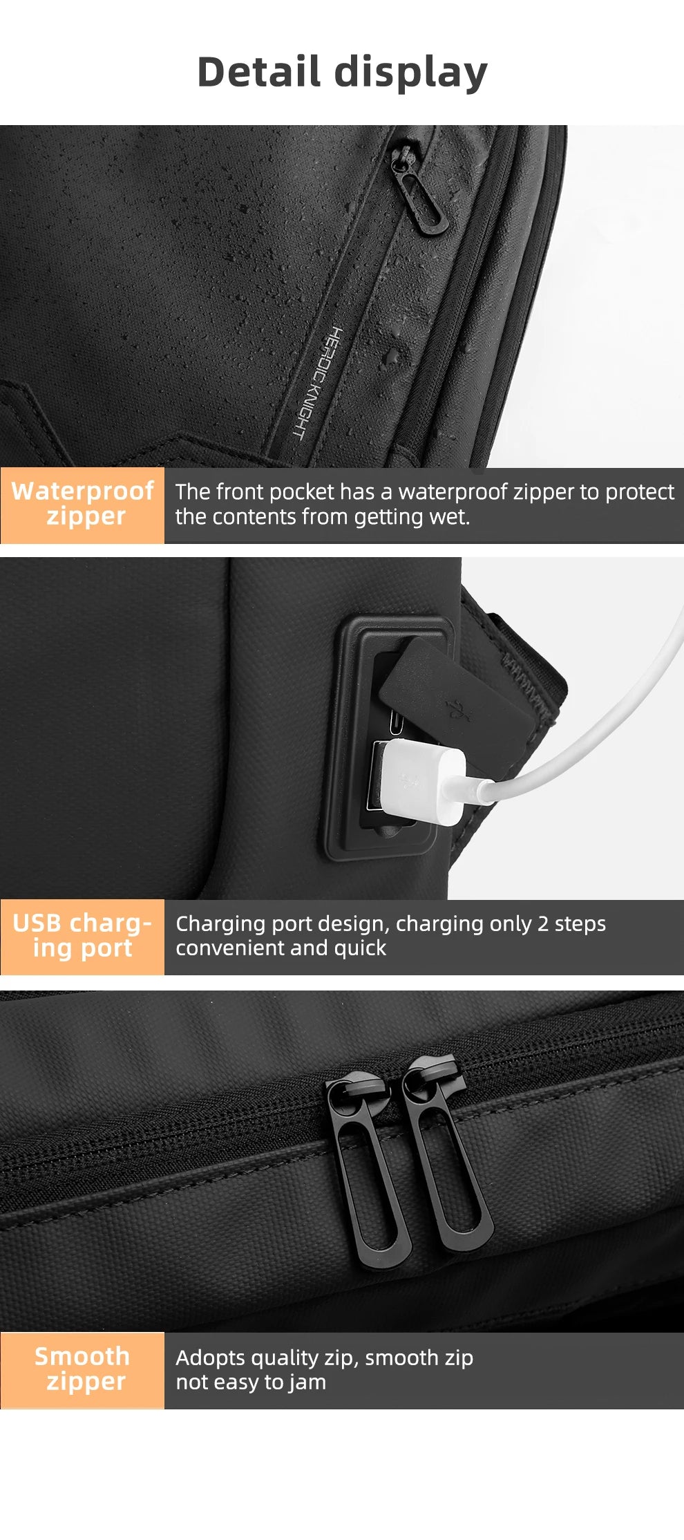 HK Slim Business Backpack for Men 17.3 inch Laptop Bag with USB Port Lightweight School Bag Waterproof Travel Backpacks for Work