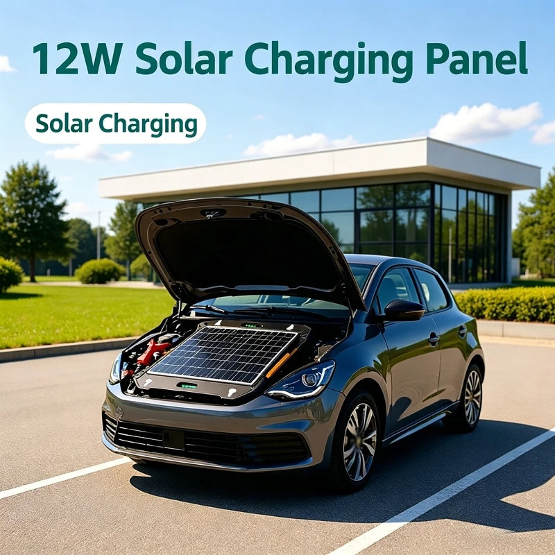 12V-18V Solar Panel Car Battery Trickle Charger with Smart Charging Controller for RV Travel Camping Hiking Power Supply