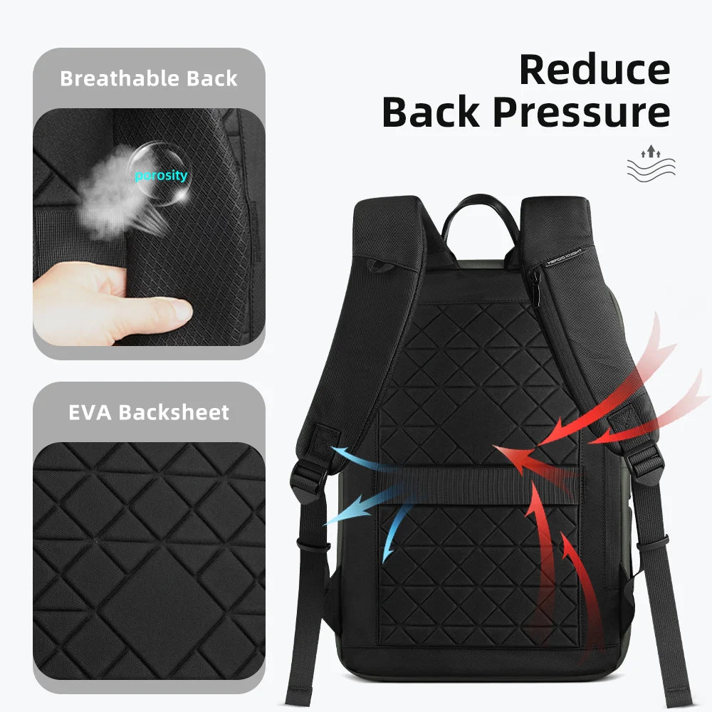 HK Business Travel Backpack Men Waterproof 15.6 inch Laptop Backpack with USB Port Anti-theft Computer College Bag Casual Daypac