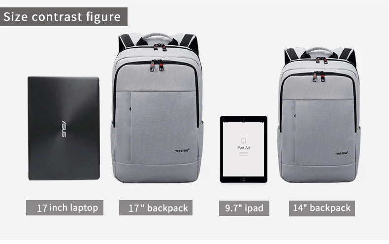 Tigernu 17inch Backpack Male Anti-theft Men Backpack Travel Bags Waterproof Nylon Backpack Bags Men Student Schoolbags Knapsack