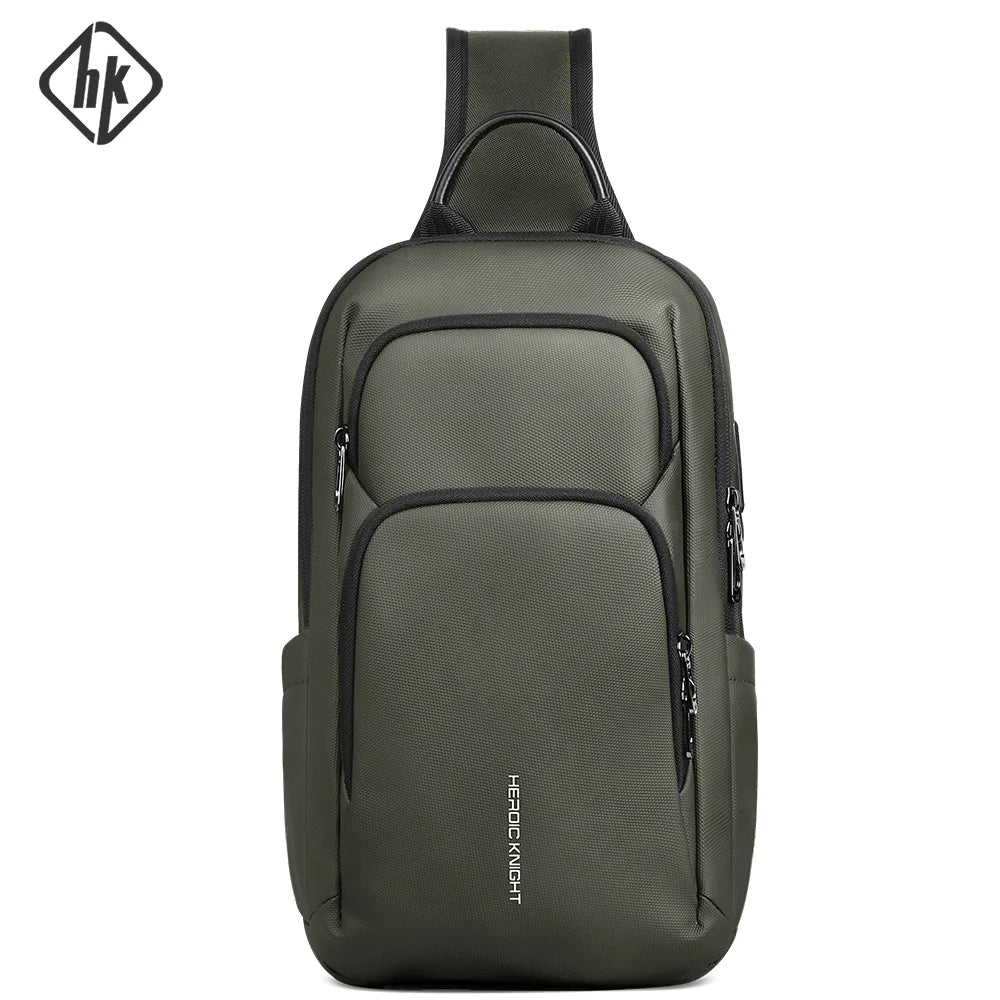HK Lightweight Crossbody Bag for Men Waterproof Men's Shoulder Bag with USB Port Anti Theft Chest Sling Bags Commute Work Pouch