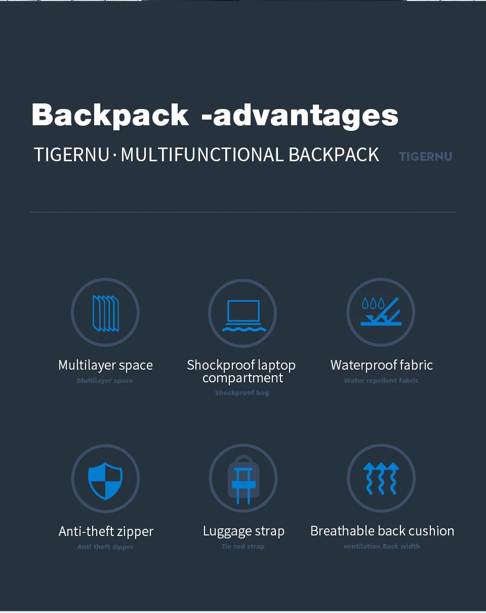 Tigernu Travel Backpacks for Men 14 15.6 17inch Laptop Backpacks Business Backpack Bags for Travel Knapsack Schoolbag