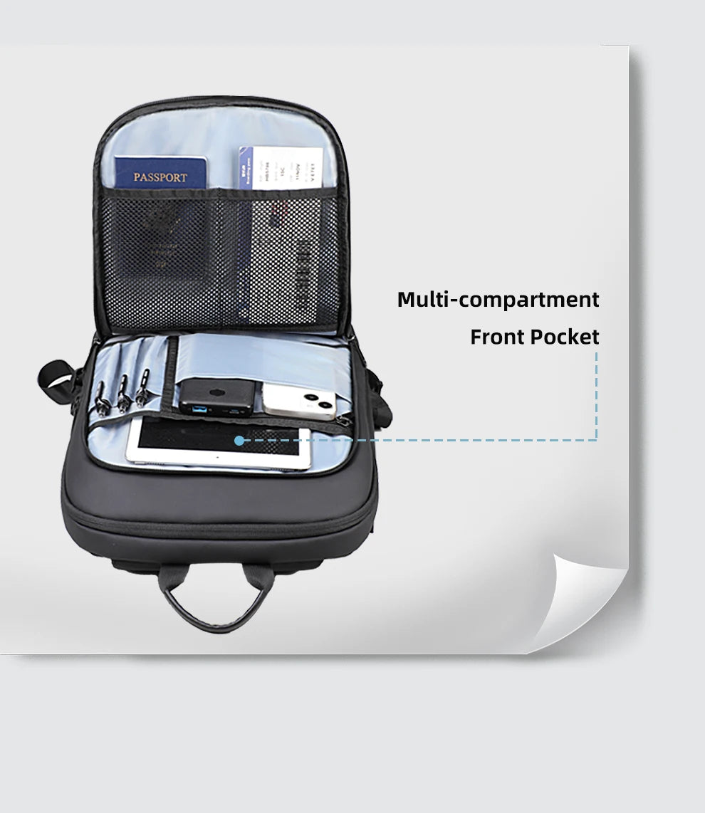 HK Lightweight Men's Business Backpack 15.6 inch Laptop Backpack with USB Port AntiTheft Waterproof Backpack Computer School Bag