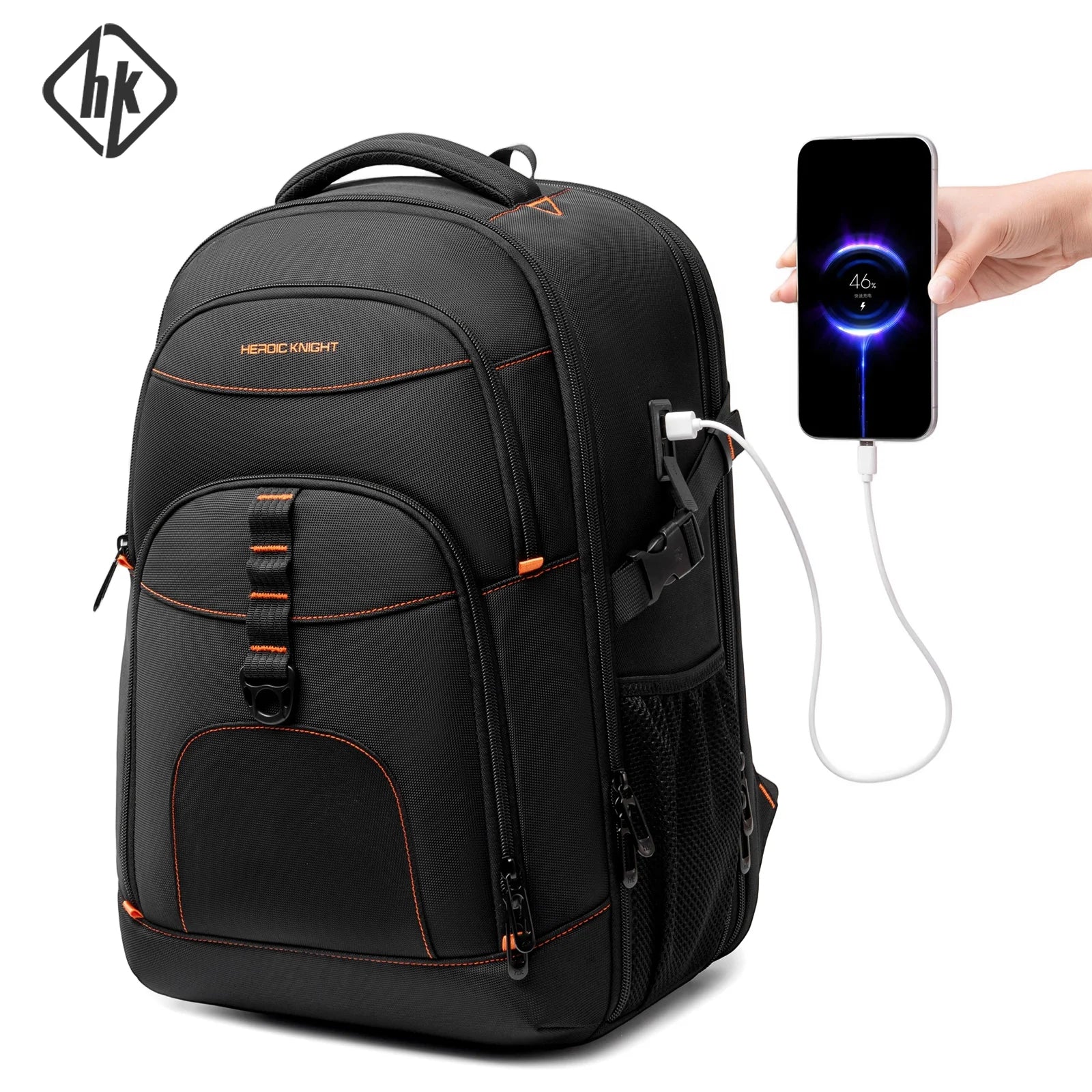 HK Waterproof Hiking Backpack Male Multifunctional Sports Camping Bag for Men Large Capacity Outdoor Rucksack with Bottle Holder