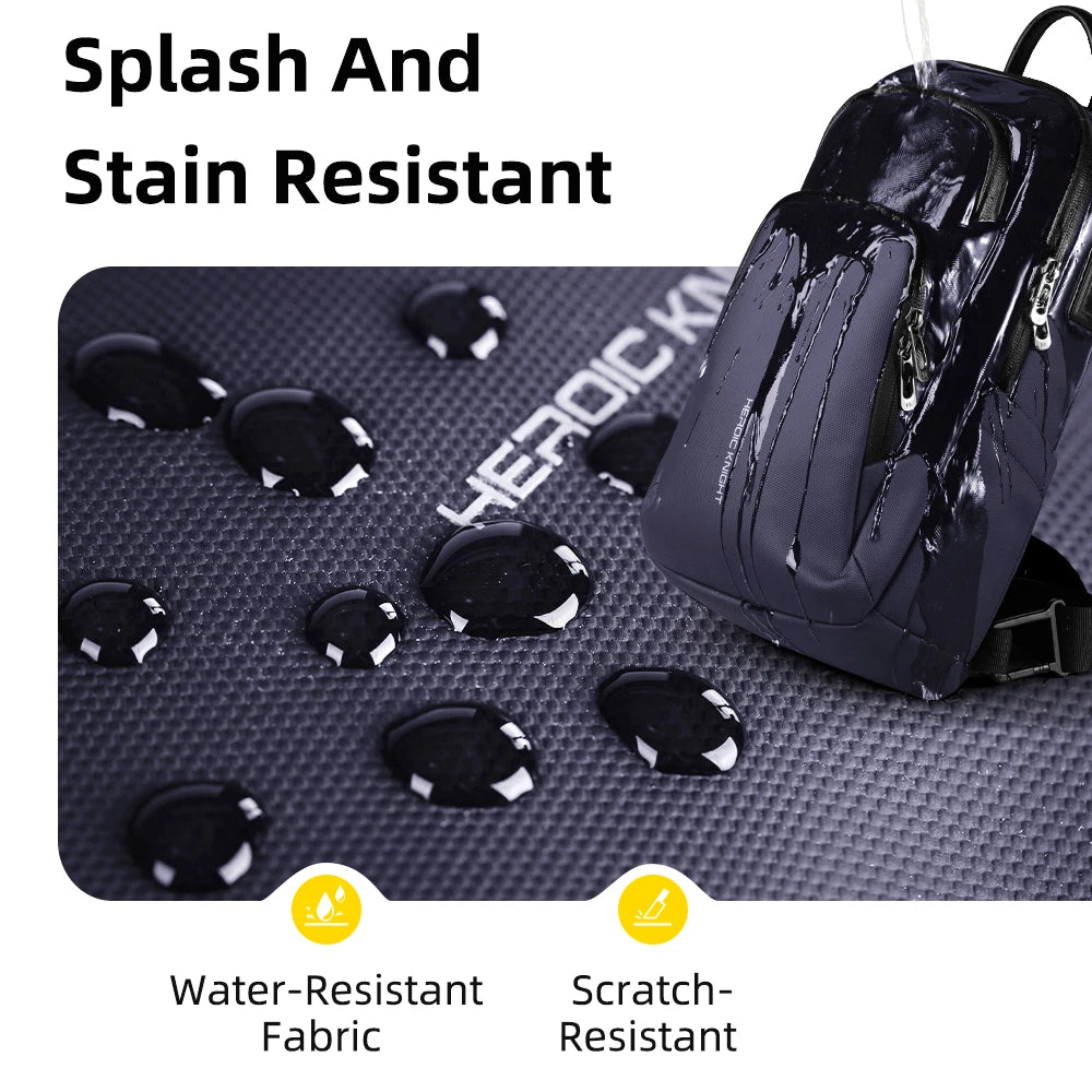 HK Multifunction Men's Shoulder Bag Oxford Crossbody Bag with USB Port Waterproof Chest Bag for Men Casual Phone Pouch SlingPack