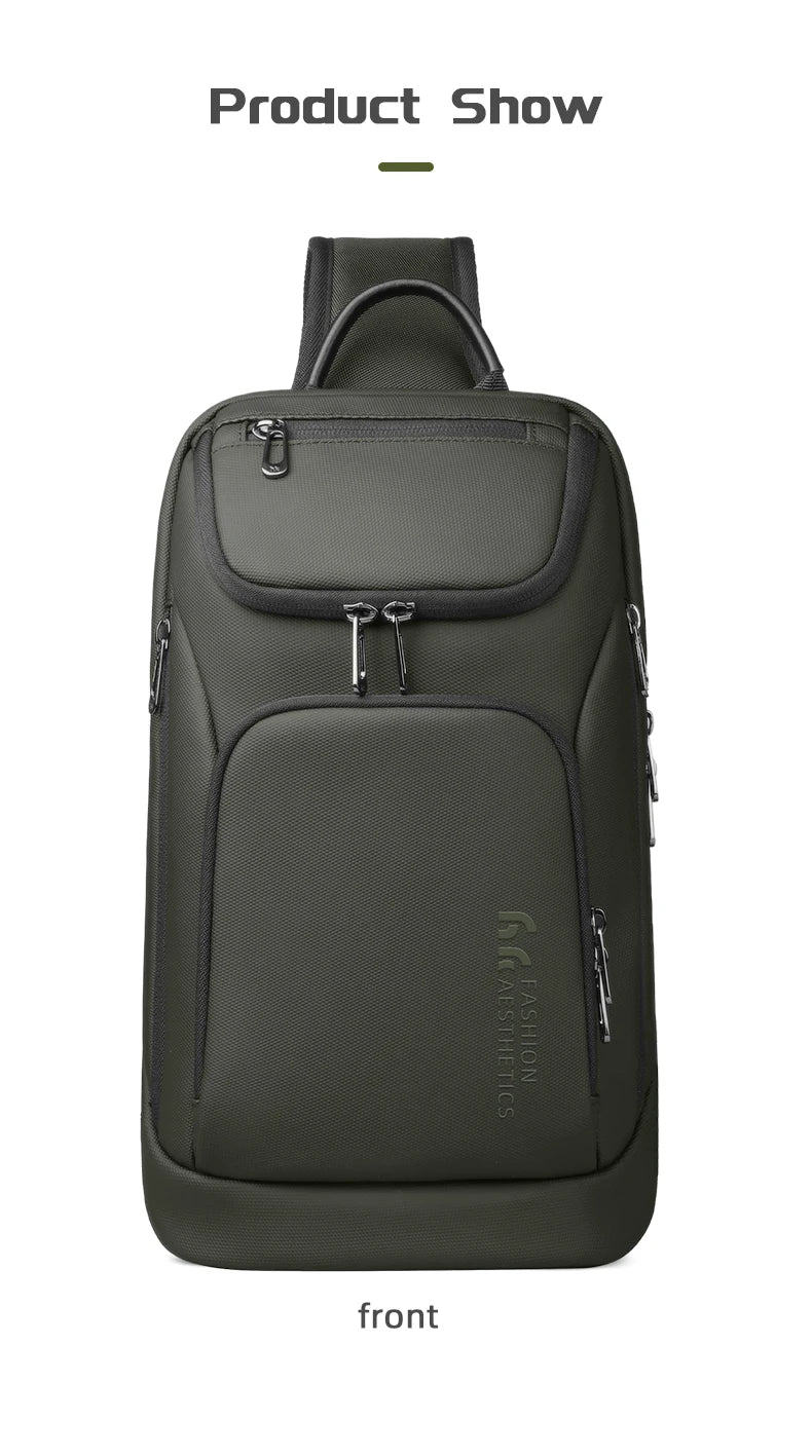 HK Multifunction Men's Shoulder Bag Waterproof Crossbody Bag Fit 11 inch iPad Lightweight Messenger Sling Bag for Travel Outdoor