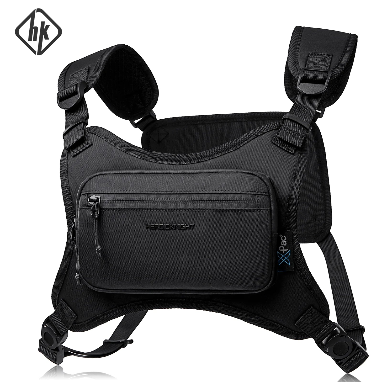 HK Running Vest Chest Bag for Men Lightweight Chest Rig Pack Male Outdoor Waterproof Cycling Training Pack with Reflective Strip