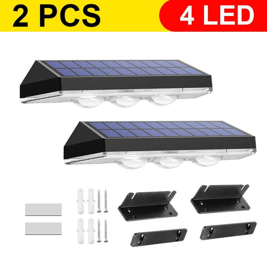 Solar Fence Lights Pathway Step Lights Outdoor Wall Lights Waterproof Decor Lamp for Garden Porch RGB and Warm White LED Solar