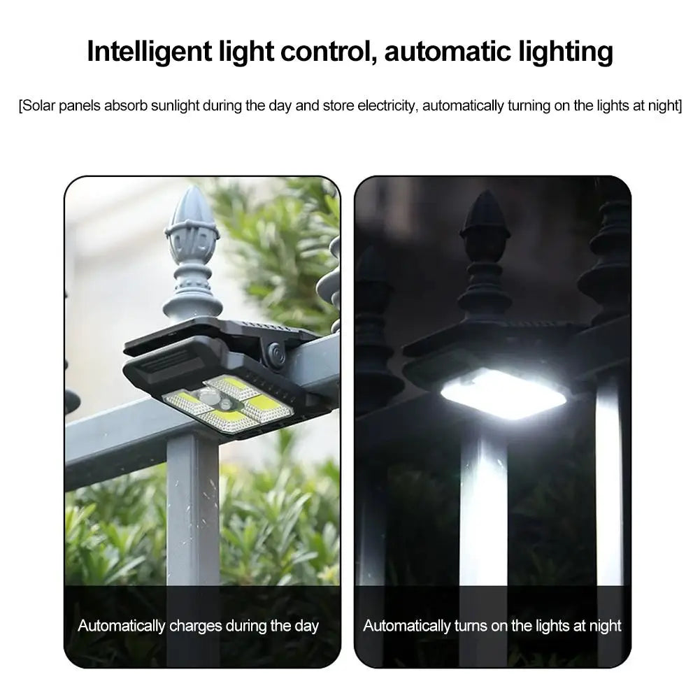 Solar Smart Lighting Outdoor LED Solar Clip Light Portable Waterproof Body Sensor Lamp Courtyard Garden Lamp Patio Home Camping