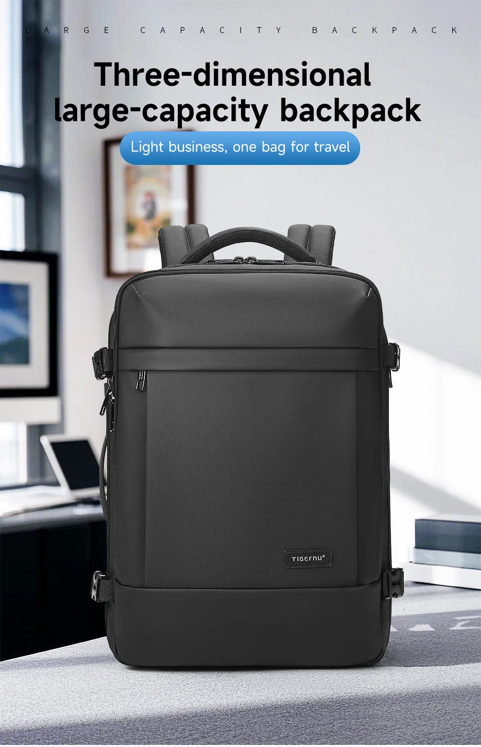 Tigernu Large Capacity Backpacks Men Waterproof Travel Backpacks Hiking Bag Laptop Backpacks For 14 15.6 Rucksack Male Knapsack