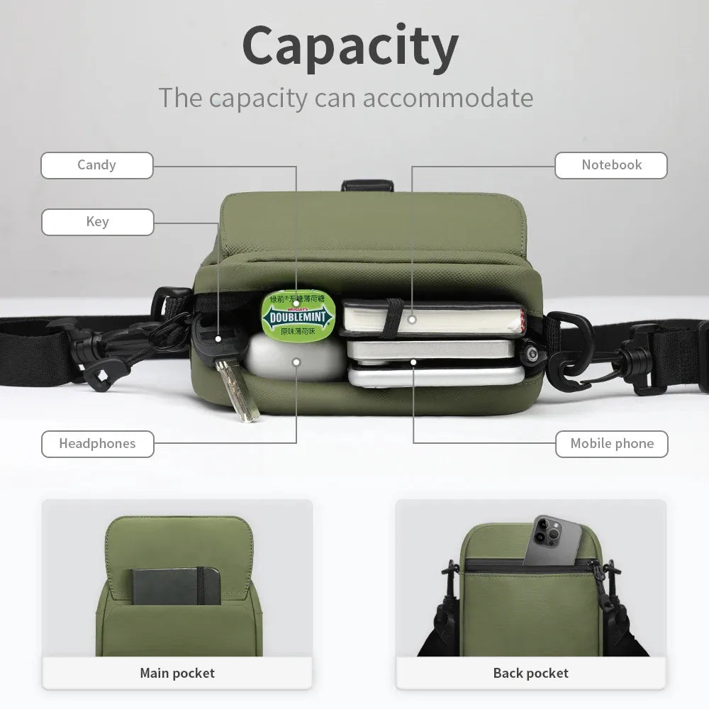HK Waterproof Crossbody Bags for Men Lightweight Men's Shoulder Bag Mini Phone Pouch Messenger Commuting Bag Sling Packs Satchel