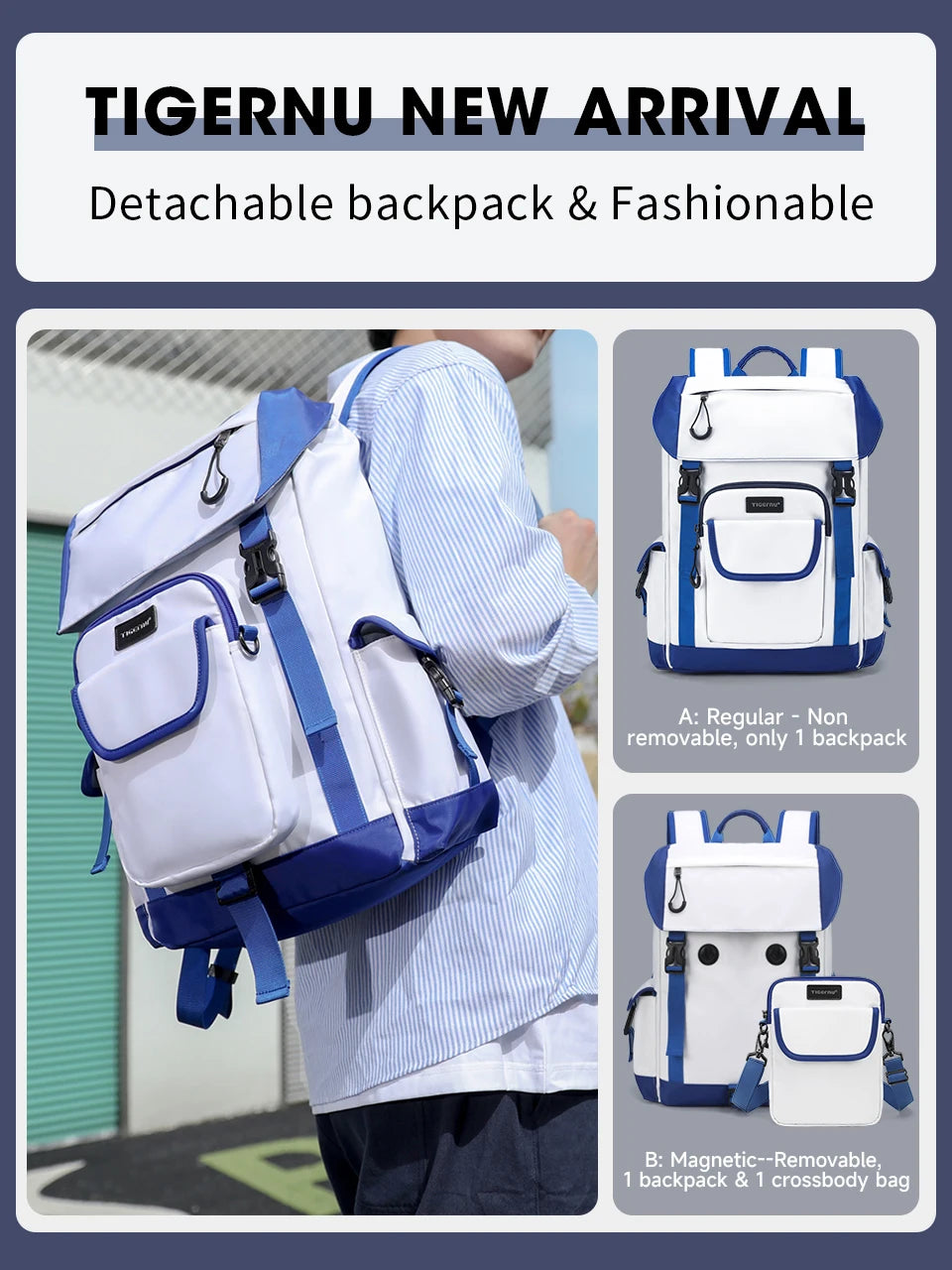 Tigernu Vacuum Compression Backpacks Men Travel Backpack Expandable USB Bag Large Capacity 17 Laptop Bags For Schoo Cabin Bags