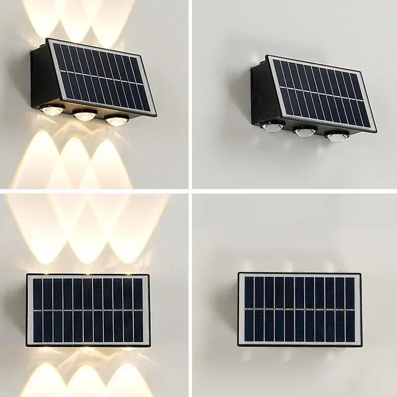 Solar Wall Washer Light Up and Down Lighting Outdoor Solar Fence Lights Waterproof Wall Lamp for Yard Garage Walkway Porch Decor